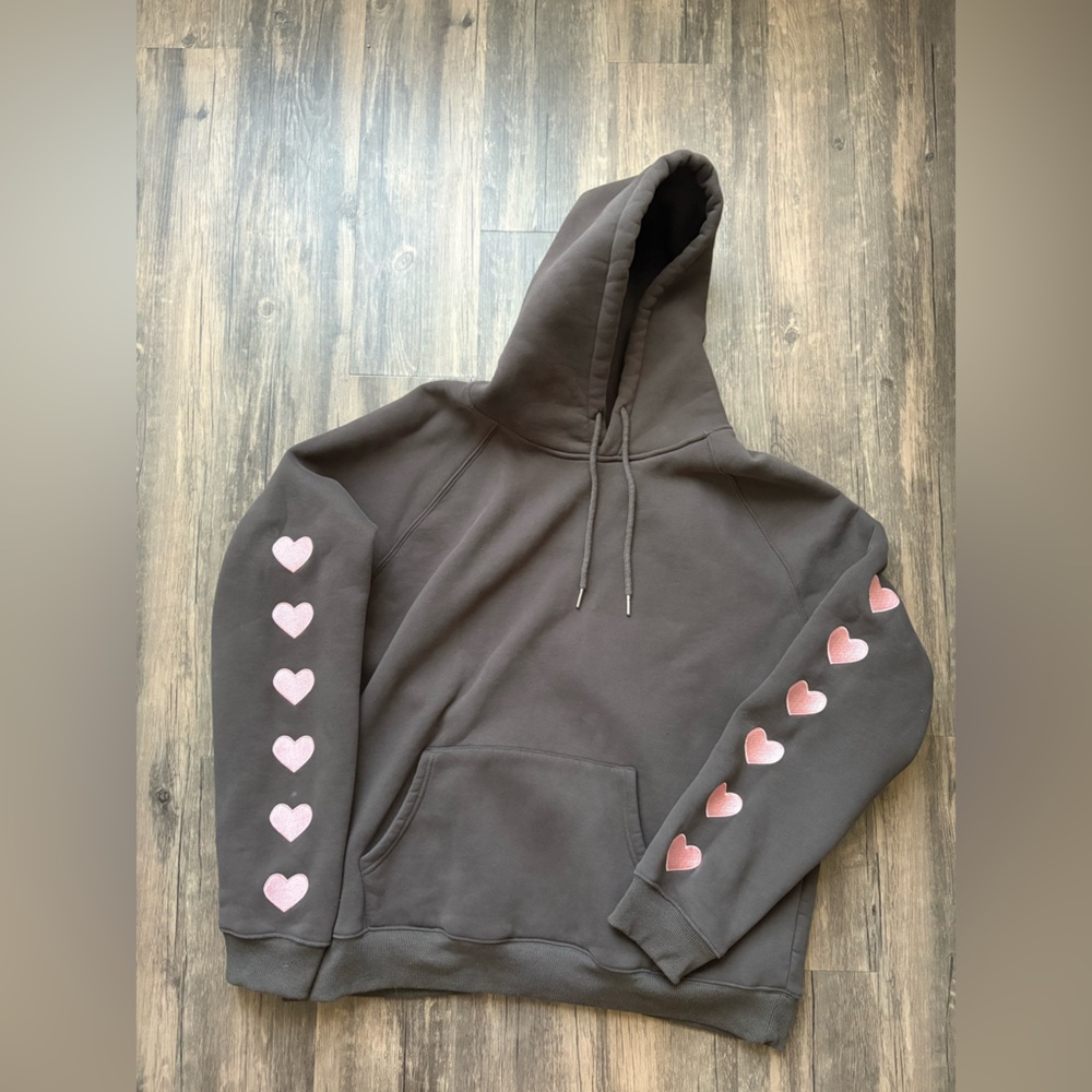 "Heart on My Sleeve" Oversized Lux Hoodie in Charcoal Gray